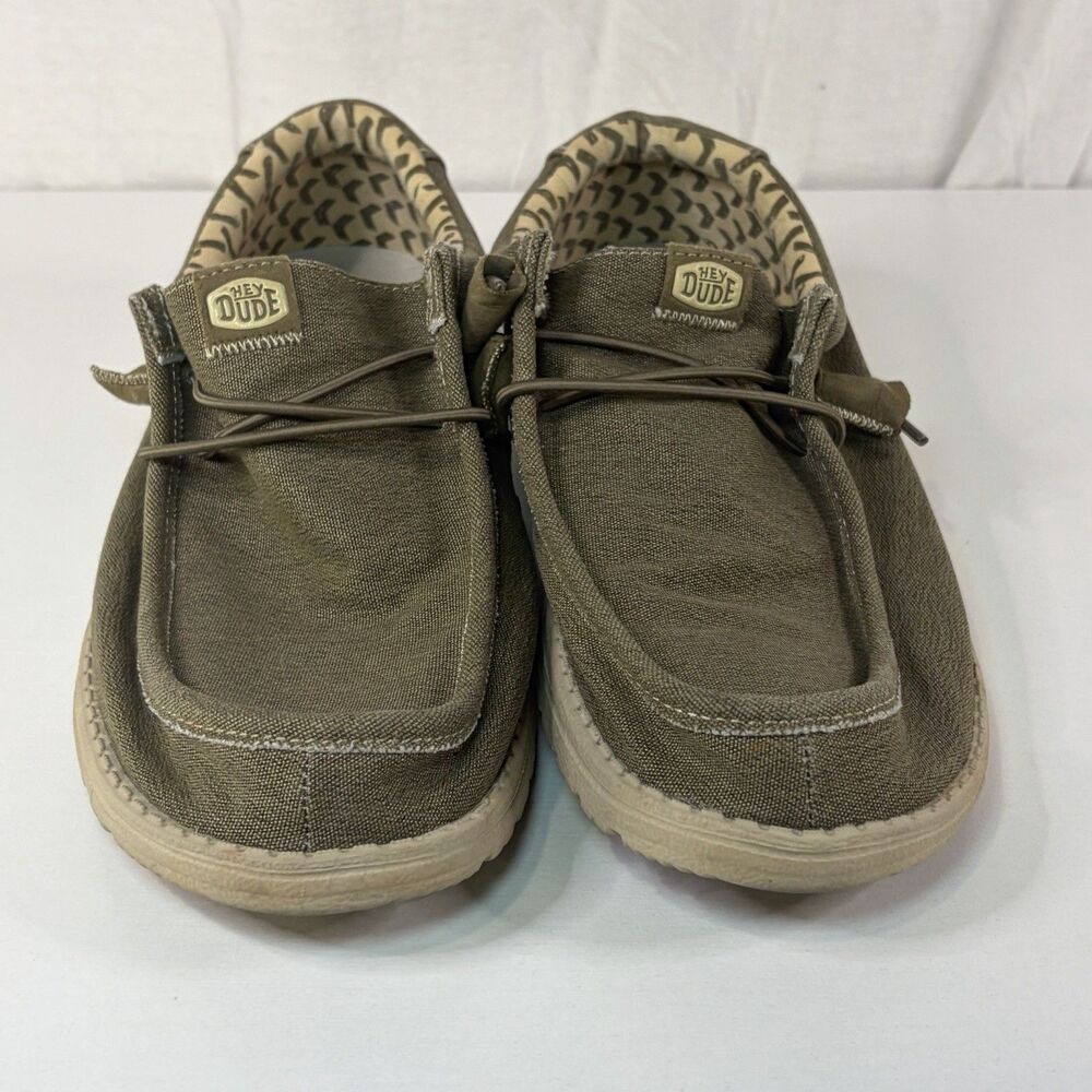 Hey Dude Wally Stretch Tobacco Canvas Loafers Men’s Size 10 Slip on